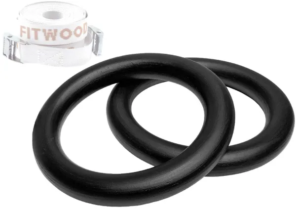 FitWood ULPU MINI Gymnastikringar 28mm - Svart yta / Vit rem